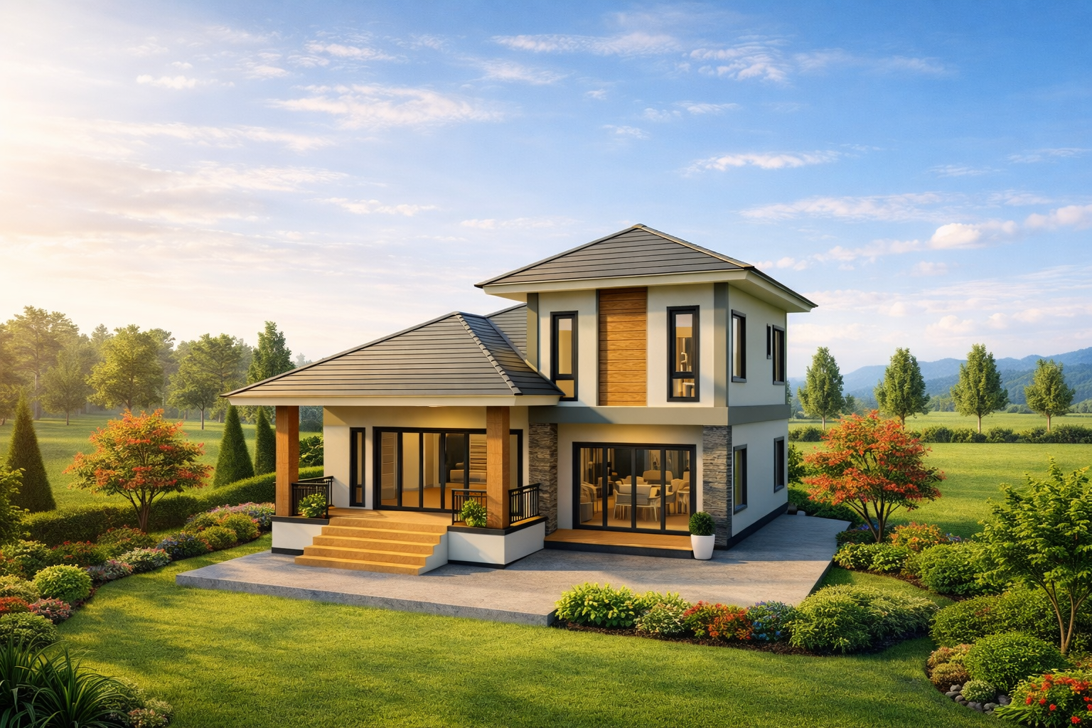 แบบบ้าน 002 บ้านทรงโมเดิร์น